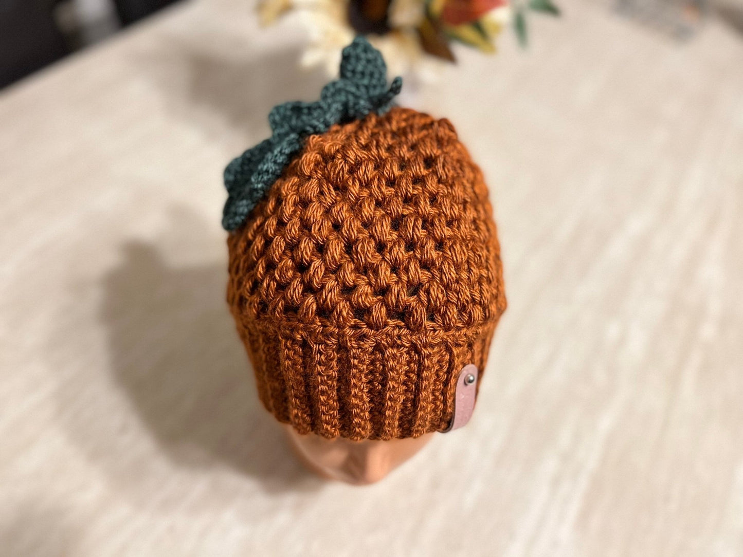 Crochet acorn hat for woman, handmade crochet hat, fall season hats, cute crochet beanie hat adult size, Halloween, Thanksgiving - Lilly Grace Sparkle Boutique