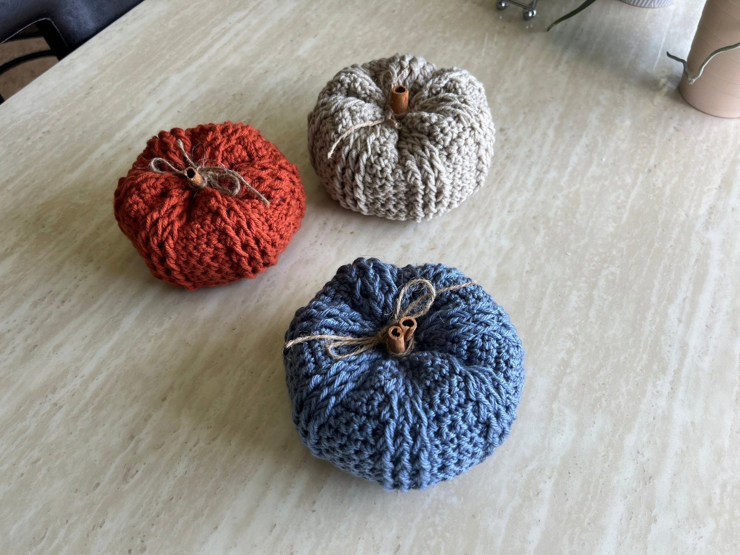 Decorative handmade crochet pumpkin in pumpkin spice, autumn decor, fall room decor, pumpkin decor, pumpkin set, decoration for fall, autum - Lilly Grace Sparkle Boutique