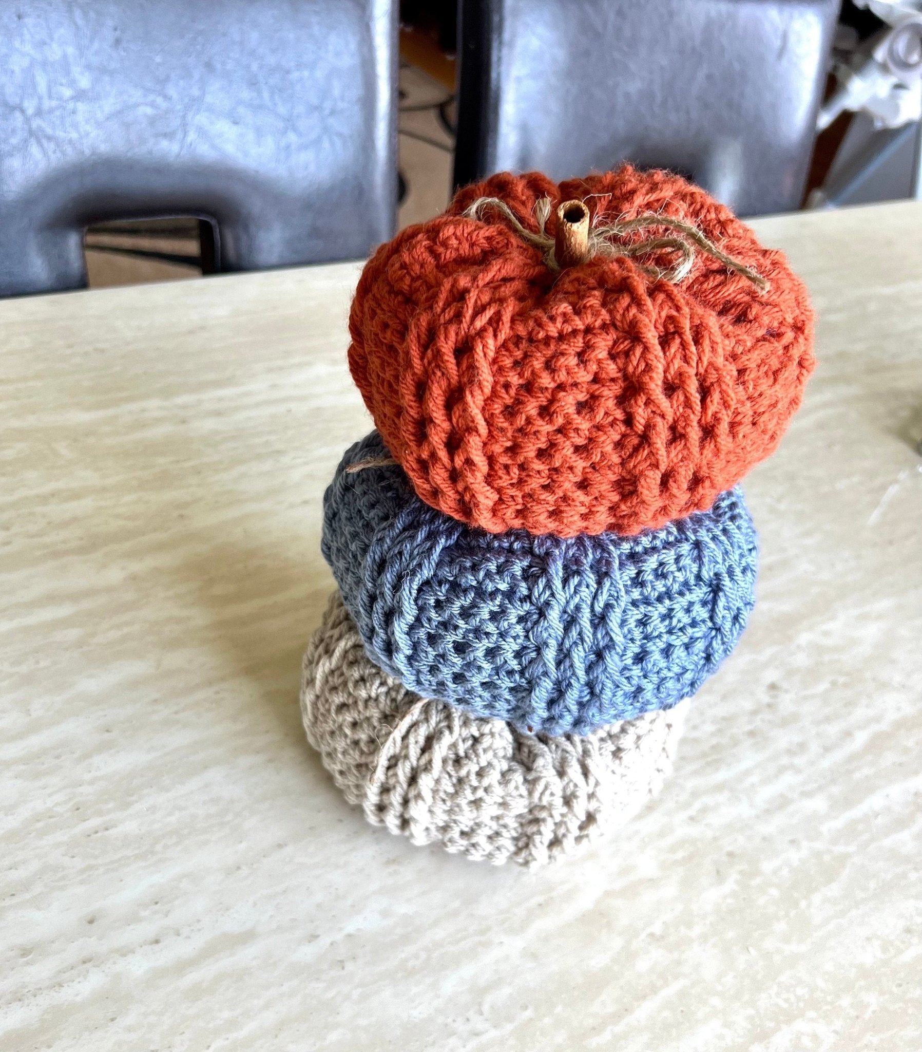 Decorative handmade crochet pumpkin in pumpkin spice, autumn decor, fall room decor, pumpkin decor, pumpkin set, decoration for fall, autum - Lilly Grace Sparkle Boutique