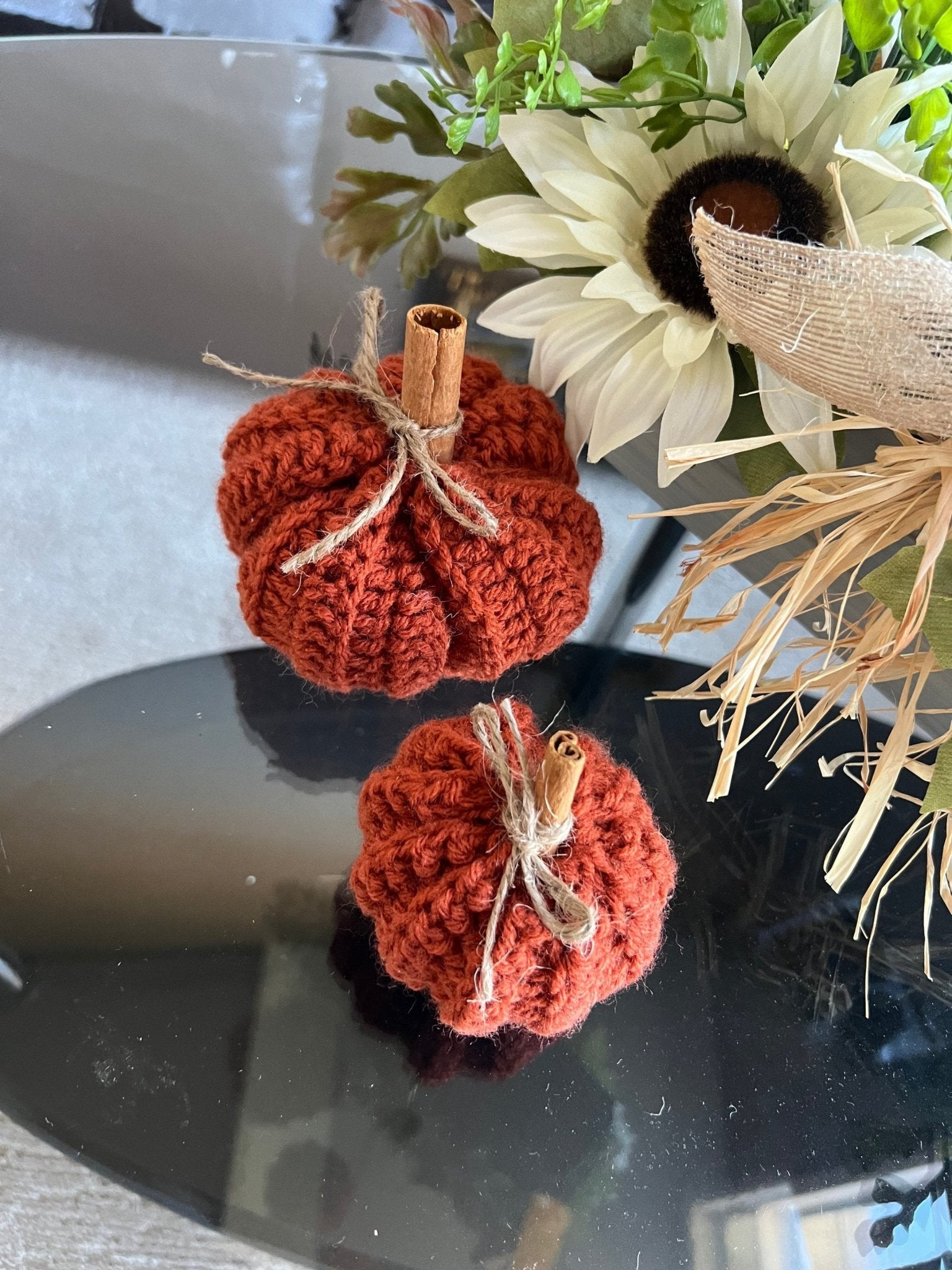 Fall decor for home, Crochet pumpkin decoration, handmade fall decor Thanksgiving decoration, Thanksgiving autumn photo prop - Lilly Grace Sparkle Boutique