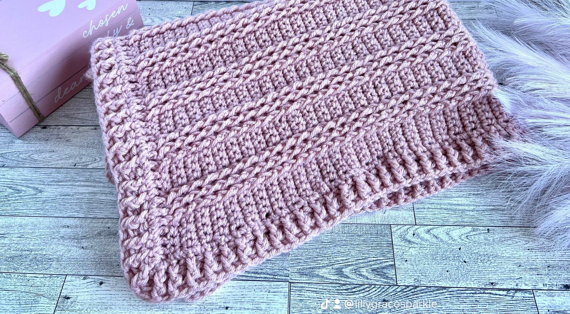 Handmade crochet soft rose pink blanket for baby girl, 31”x26”, baby shower gift for girl, modern heirloom baby crib throw cradle blanket - Lilly Grace Sparkle Boutique