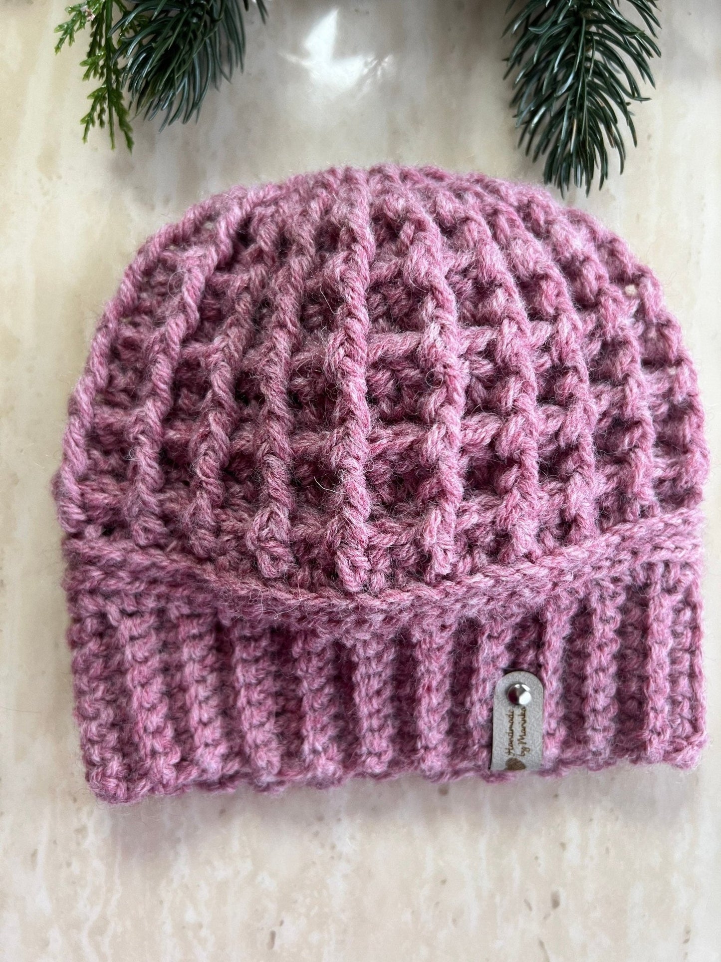 Hat for a baby girl, mauve pink/ rose heather crochet handmade hat for baby girl toddler girl, variety of sizes available, gift for girl - Lilly Grace Sparkle Boutique