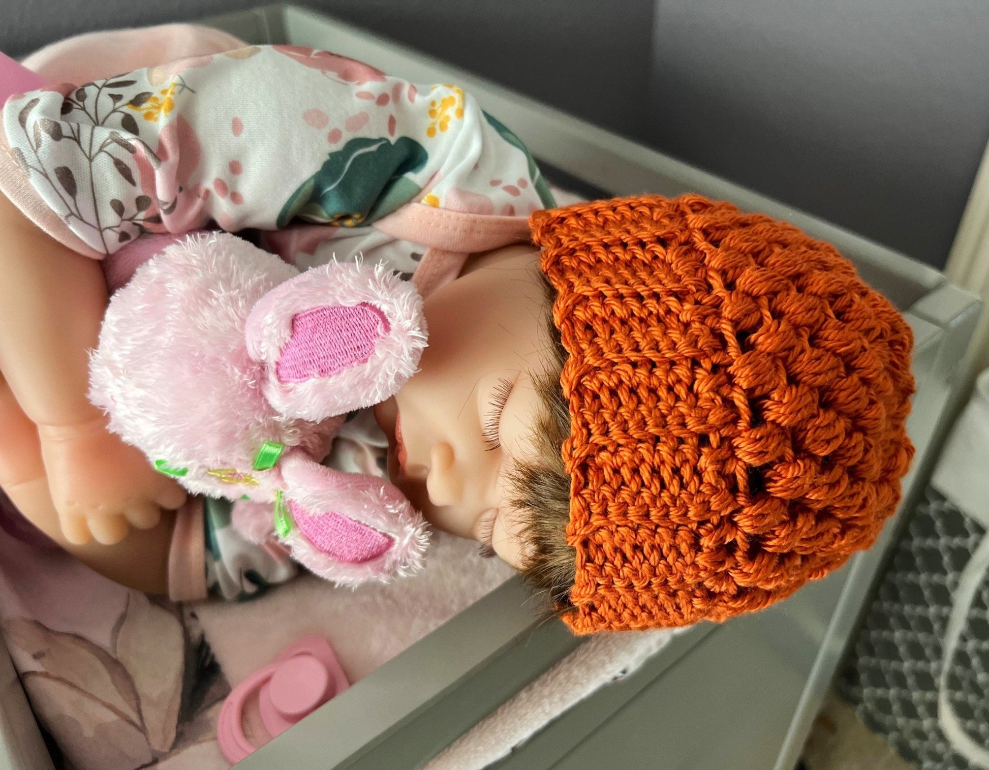 Hat for baby in pumpkin spice or orange color hat, handmade crochet fall hat, various sizes winter hat - Lilly Grace Sparkle Boutique