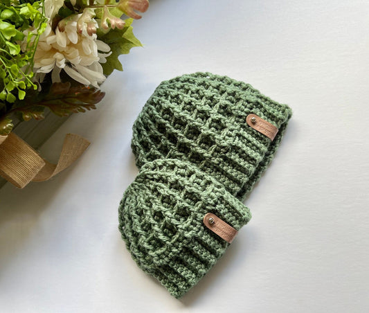hat for boy or girl,handmade crochet unisex beanie hat, light sage green color, boy hat, toddler boy hat, winter hat - Lilly Grace Sparkle Boutique