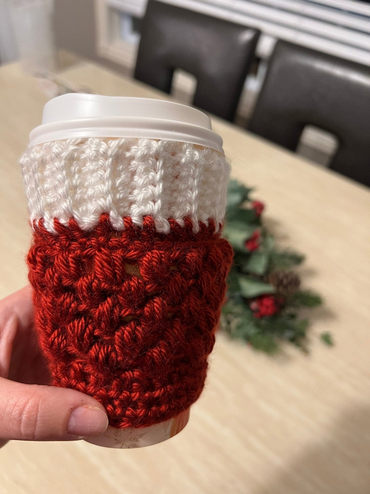 Coffee cozy- Dusty rose reusable crochet coffee cozy- drink cozy