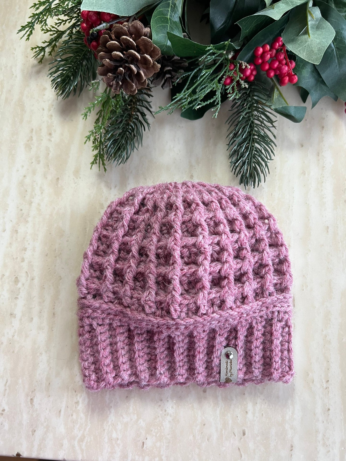 Hat for a baby girl, mauve pink/ rose heather crochet handmade hat for baby girl toddler girl, variety of sizes available, gift for girl