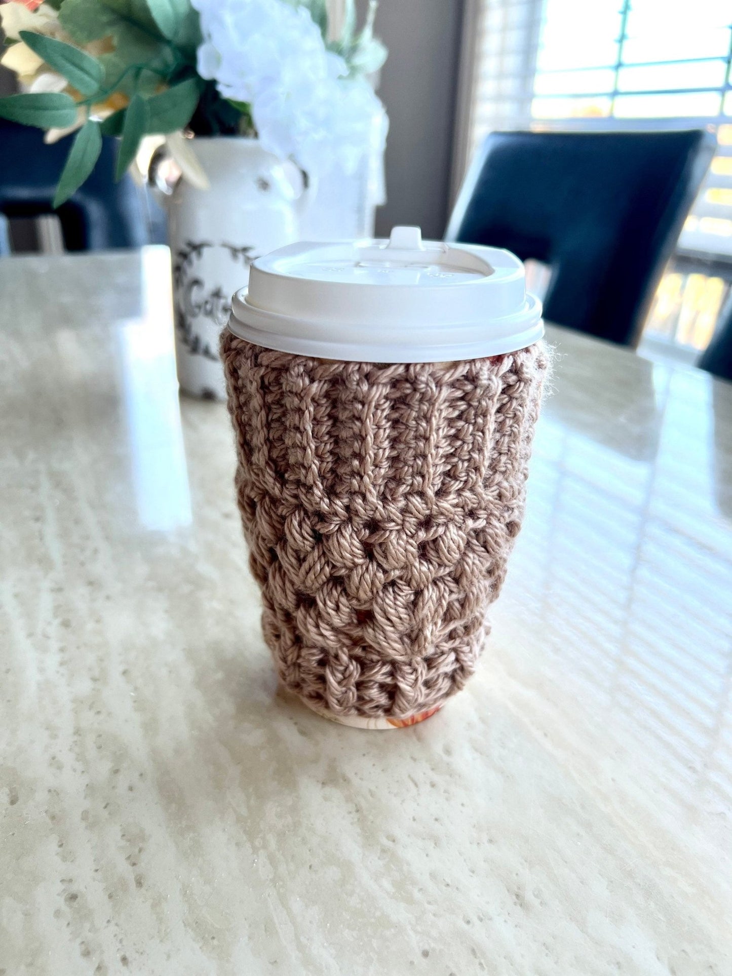 Reusable cup sleeve- Caramel color crochet coffee cozy- drink cozy-cup sleeve- iced coffee cozy - cup cozy- coffee cup sleeve - Lilly Grace Sparkle Boutique